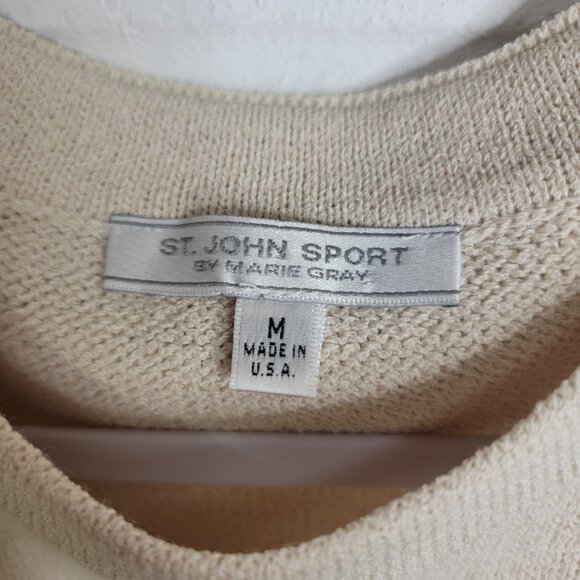 Vintage St. John Sport Sweater Vest Beige Med Preppy Golf Closet Staple Classic - Picture 4 of 7